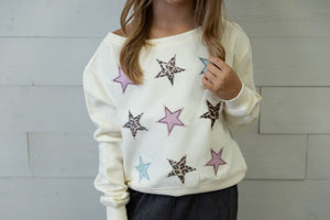 Gardenia Stars Applique Sweatshirt