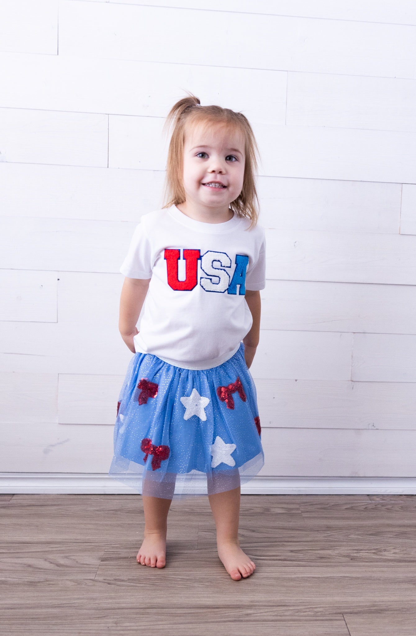 USA Patch Red White Blue White Tee