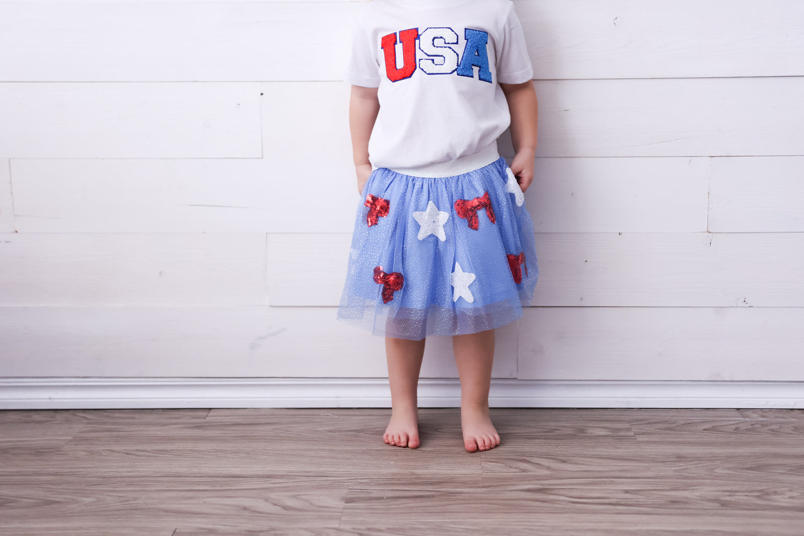 USA Patch Red White Blue White Tee