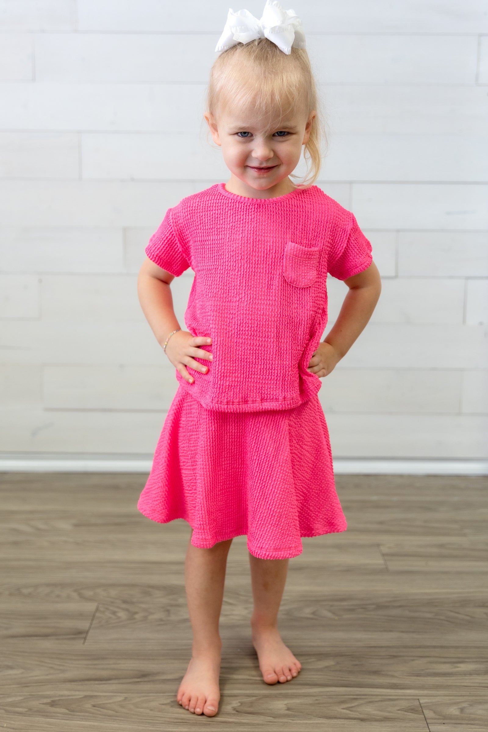 Scrunchy Twirl Skort Neon Pink