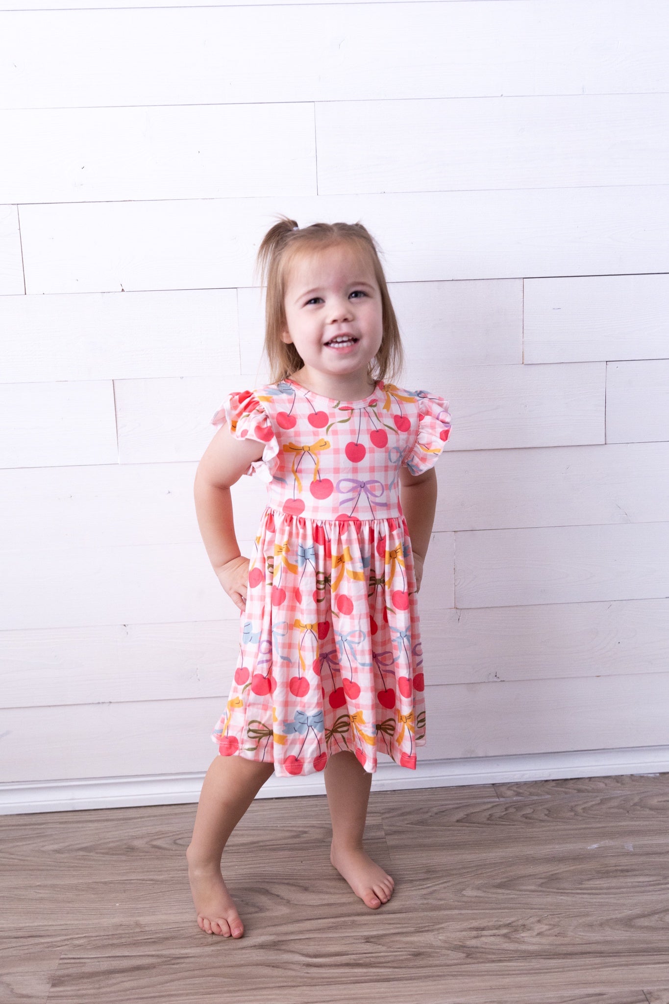 Retro Picnic Flutter Sleeve Twirl Dress