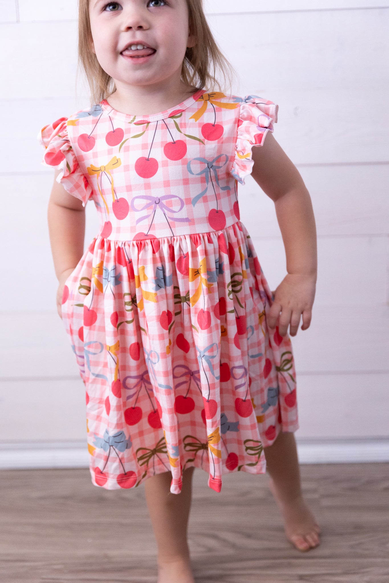 Retro Picnic Flutter Sleeve Twirl Dress