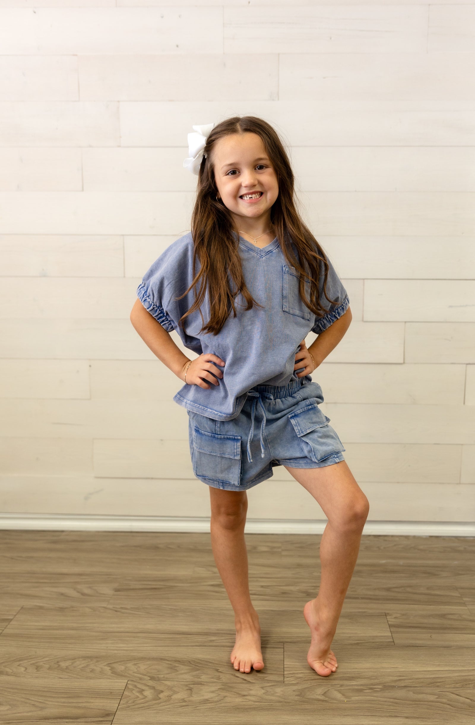 Girls Blue Shorts with Pockets