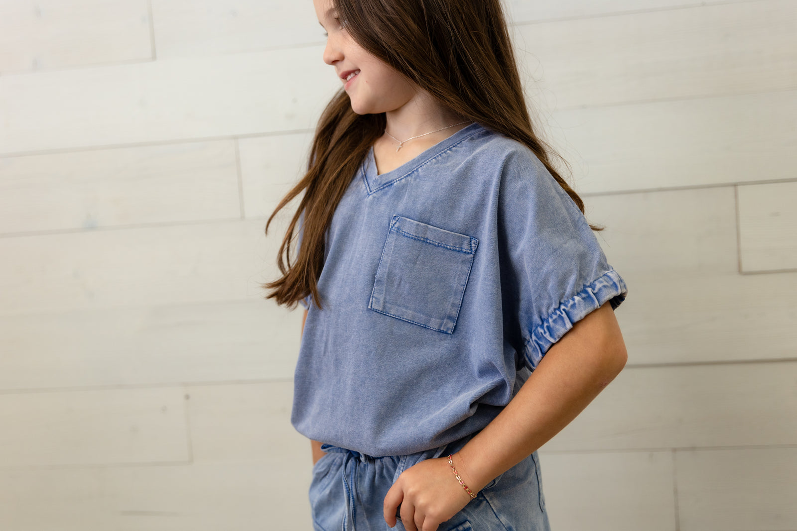 Girls Blue Shorts with Pockets