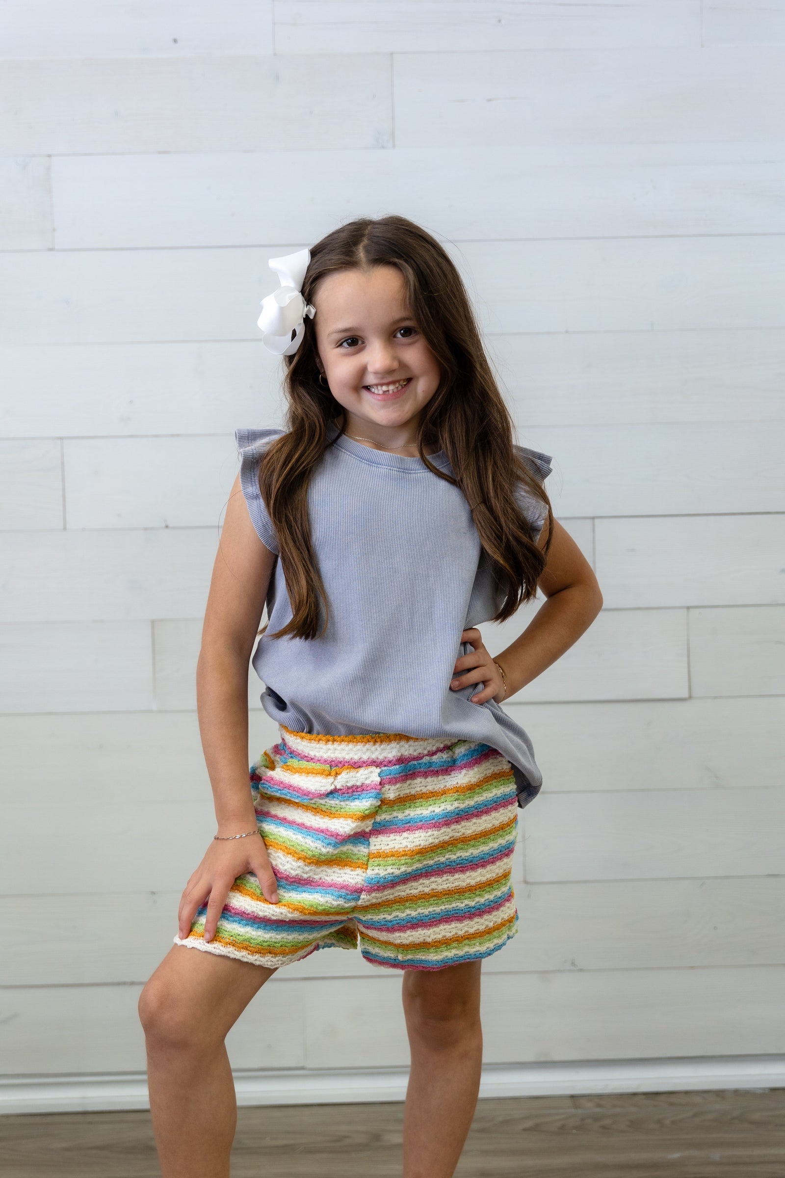 Girls Crocheted Shorts with Pockets Multi