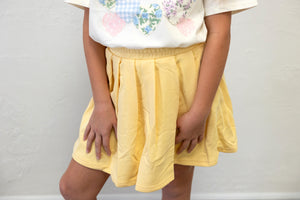 Girls French Terry Elastic Waist Knit Skirt Mustard