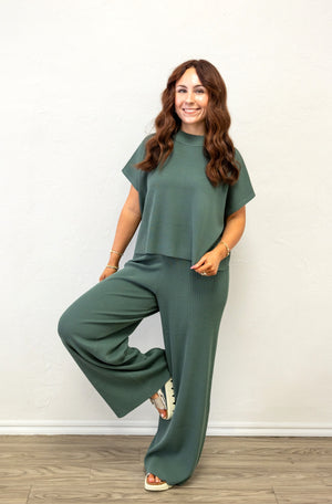 Viscose Sweater SS Top & Pant Set Ash Jade