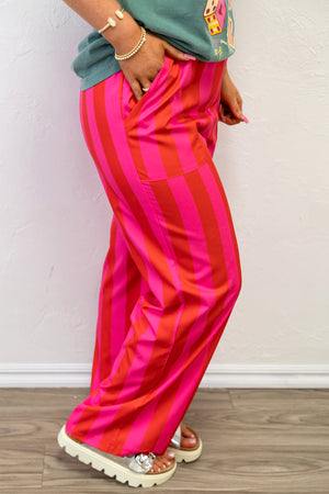 Bestie Pants Pink/Red Stripe