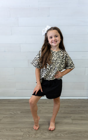 Girls Frayed Jean Shorts Black