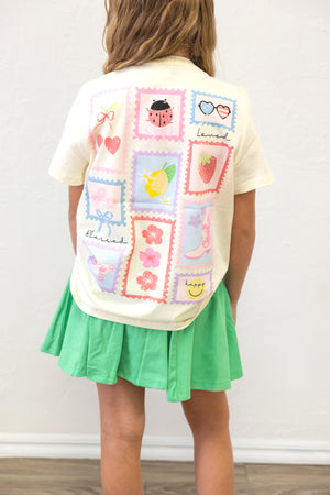Embroidery Bow Stamp Graphic Tee Afterglow
