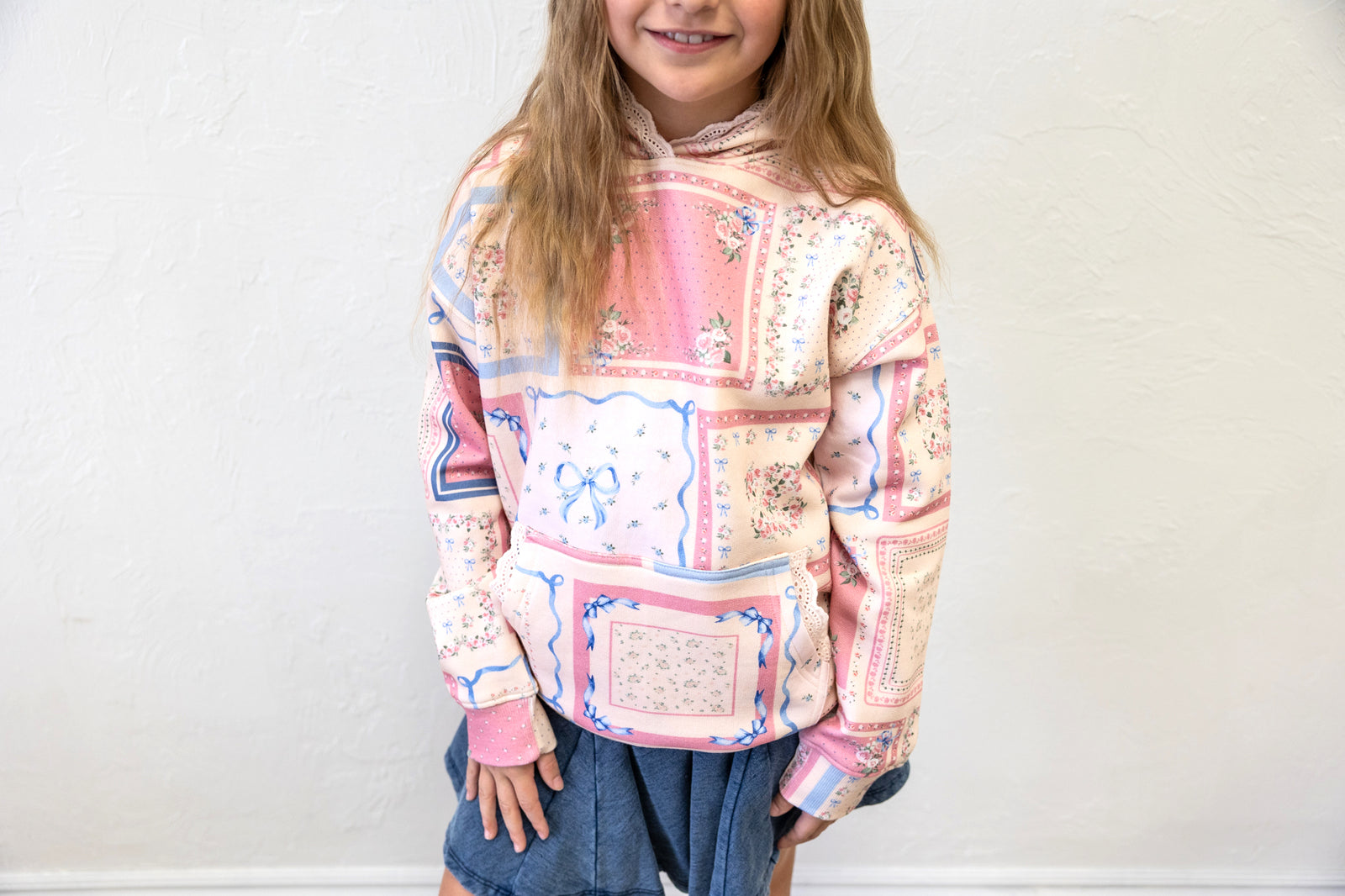 Floral Tile Print Hoodie