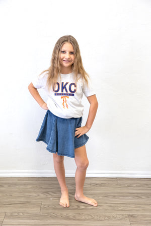 Youth OKC Basketball Orange Bow Graphic Tee Grey