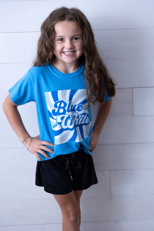 Kid's Blue & White Retro Graphic Tee