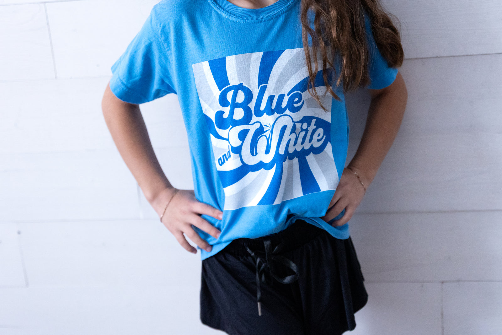 Kid's Blue & White Retro Graphic Tee