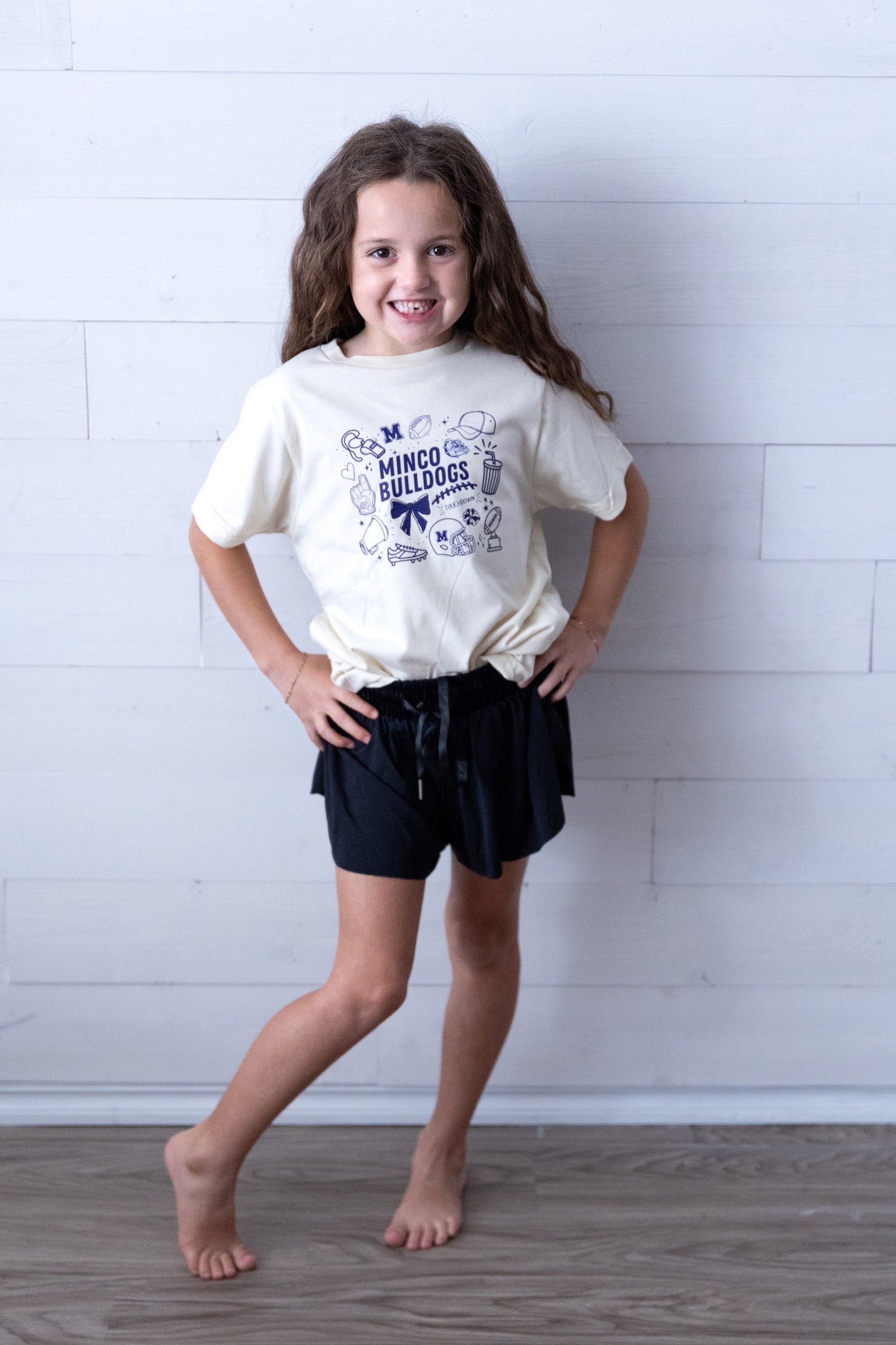 Youth Minco Bulldogs Doodle Graphic Tee Ivory