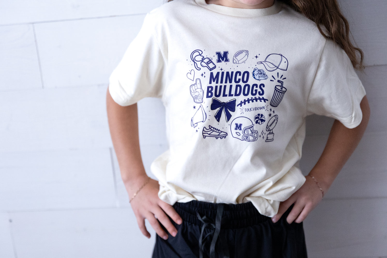 Youth Minco Bulldogs Doodle Graphic Tee Ivory