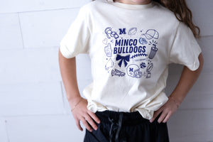 Youth Minco Bulldogs Doodle Graphic Tee Ivory