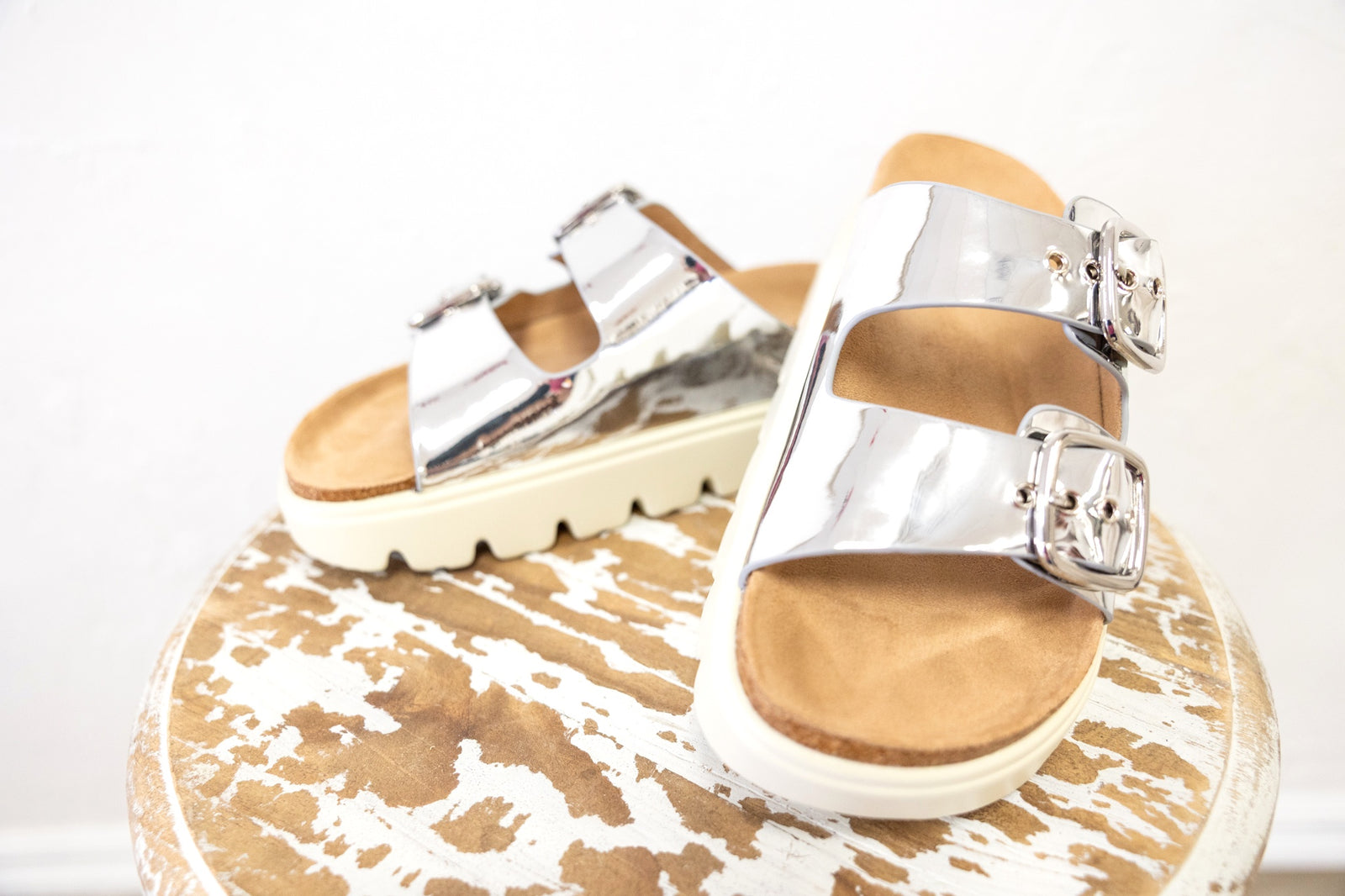 Rumor Has It Metallic Mirror Silver Sandals