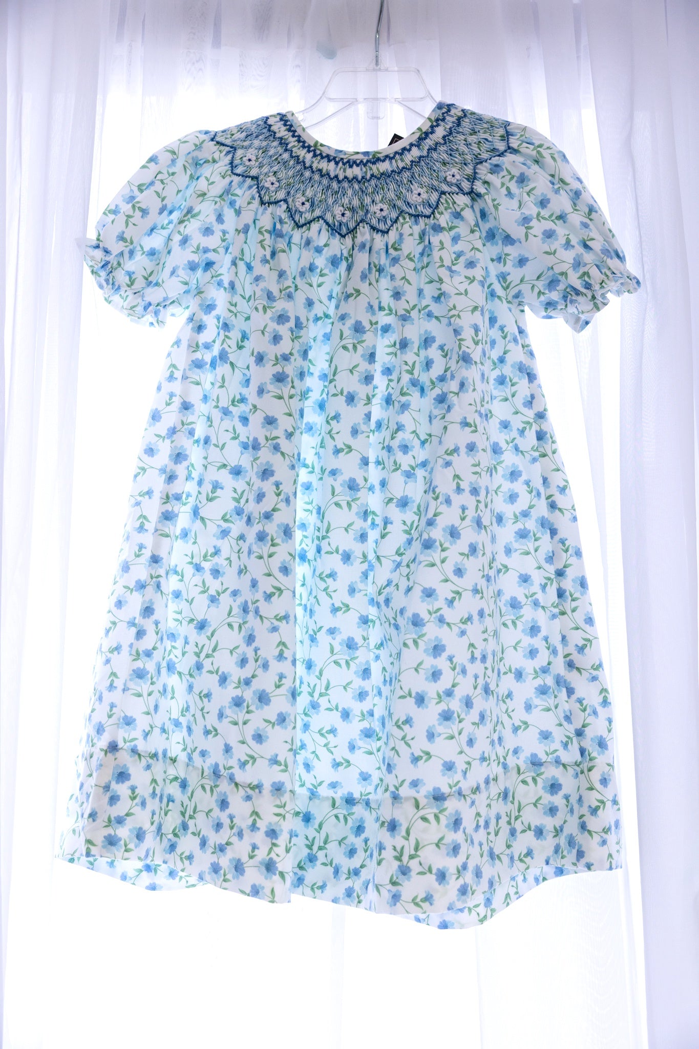 Glory Blue Floral Smocked Dress