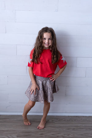 Rhinestone Stars Tomato Tee Shirt