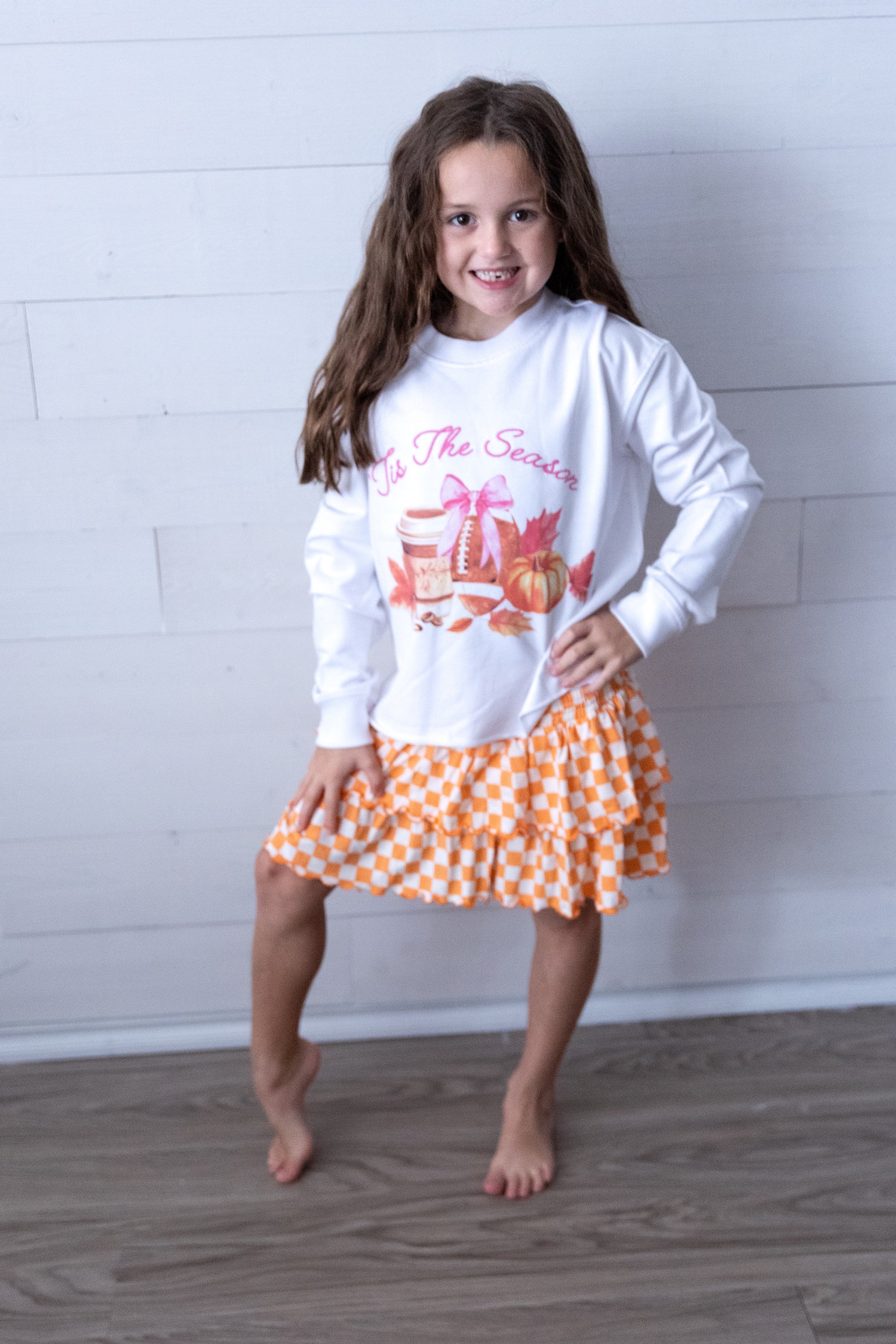 Checkered Ruffle Skort Orange Gardenia