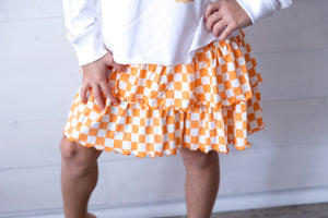 Checkered Ruffle Skort Orange Gardenia