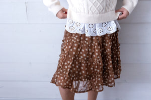 Girls Brown Skirt with Daisies