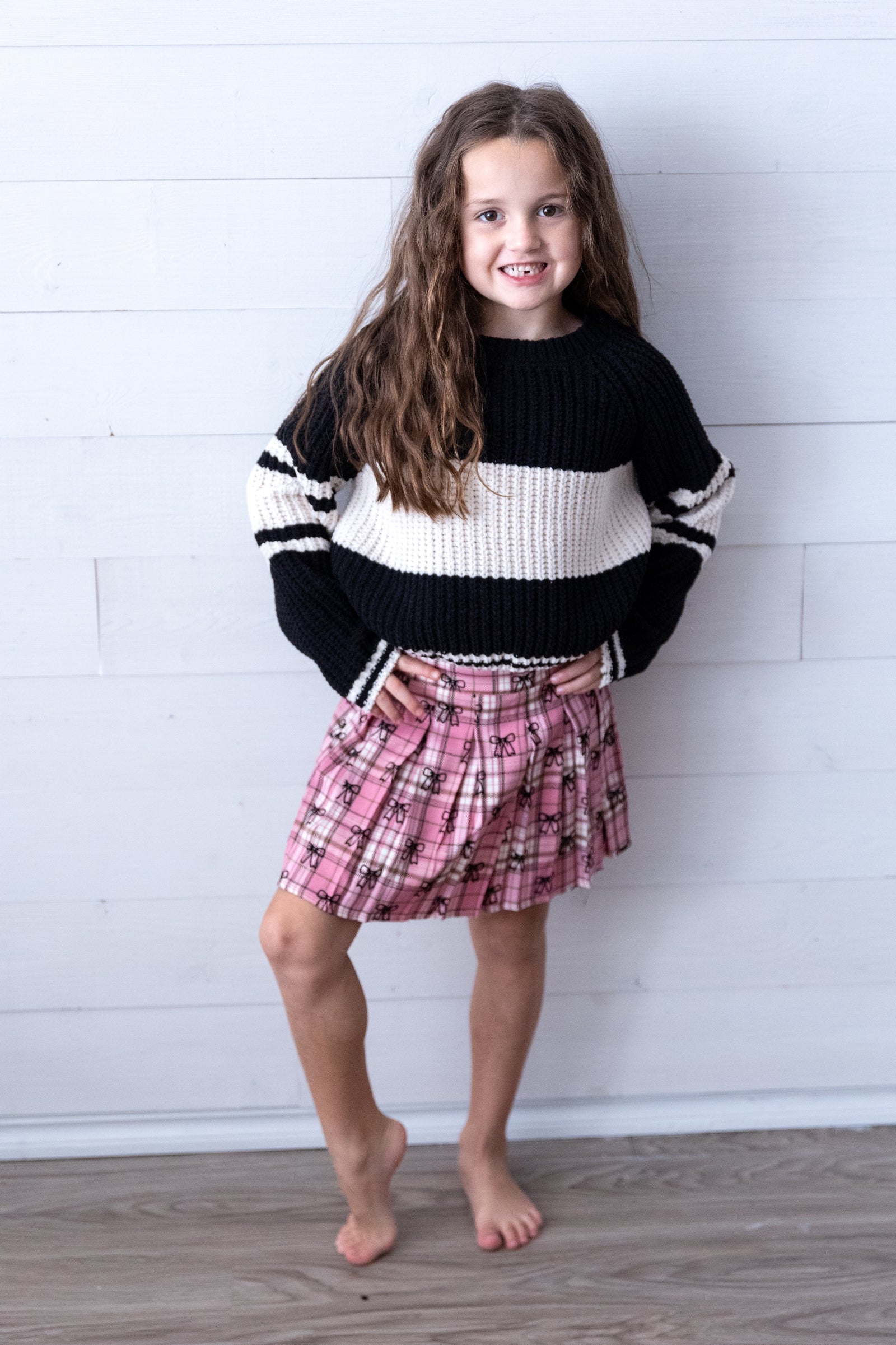 Girls Pink  Pleated Skirt with Bows