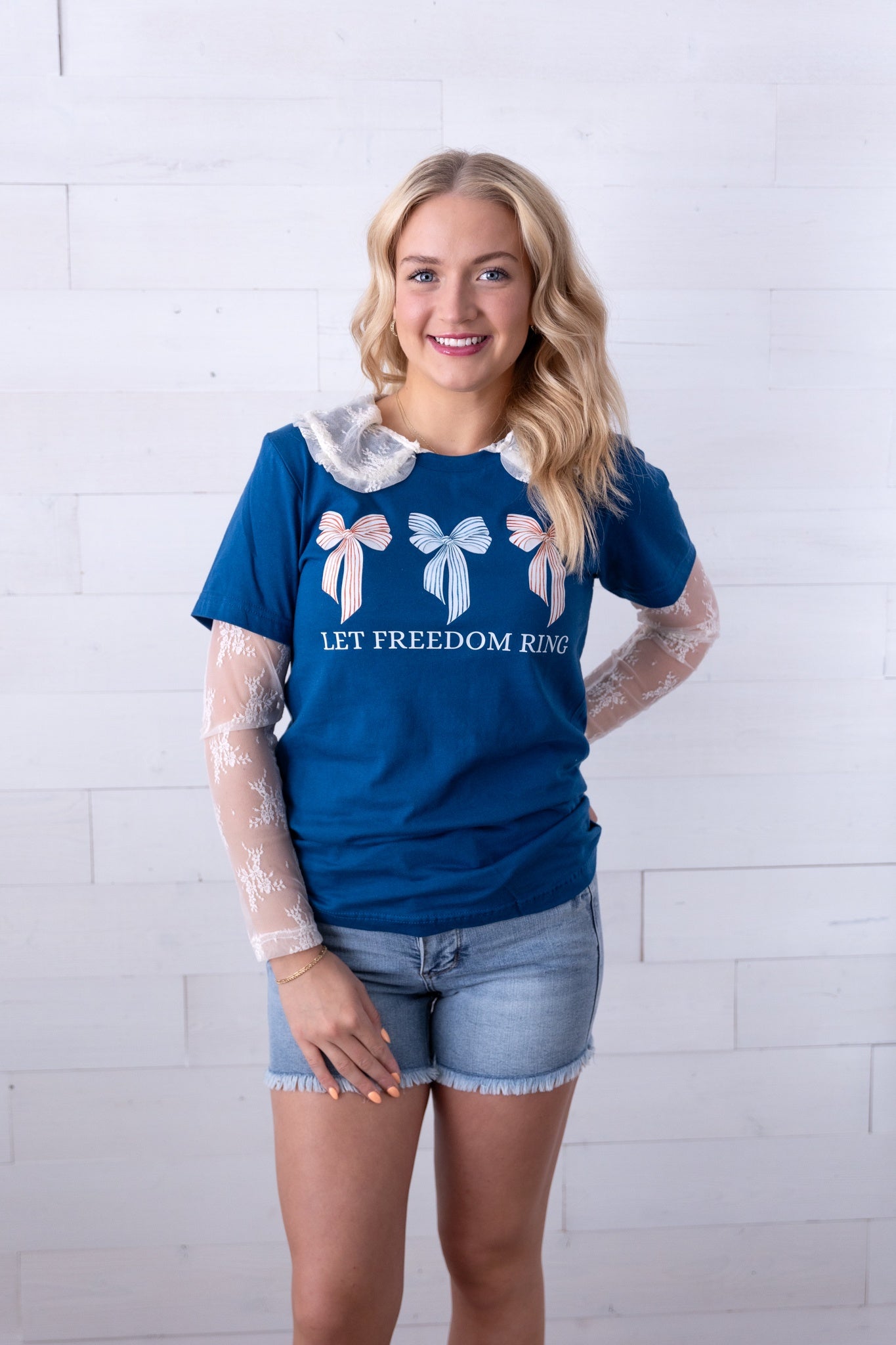 Mesh Collar Lace Top Ivory