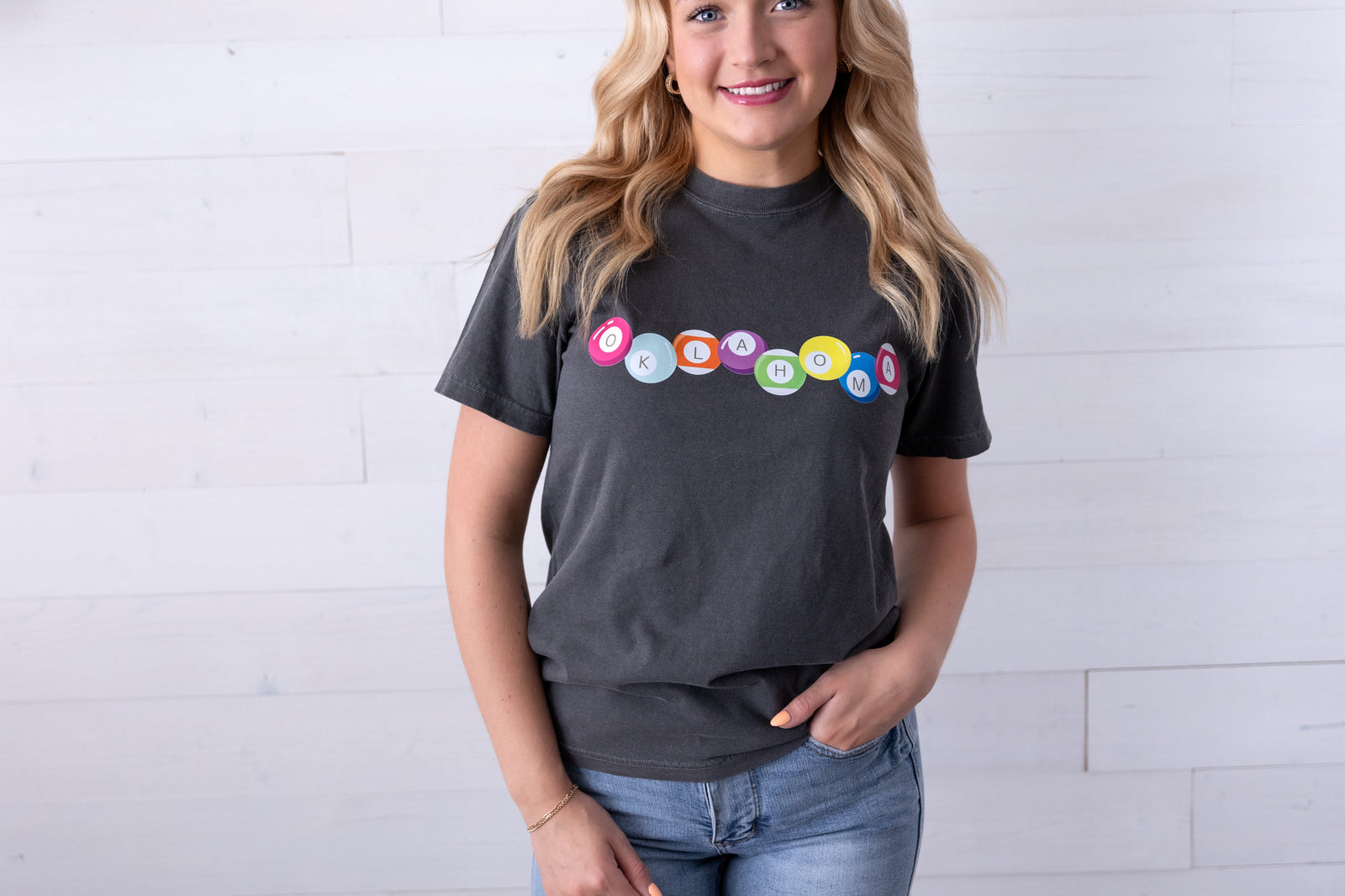 Oklahoma Pool Balls Graphic Tee Dark Grey