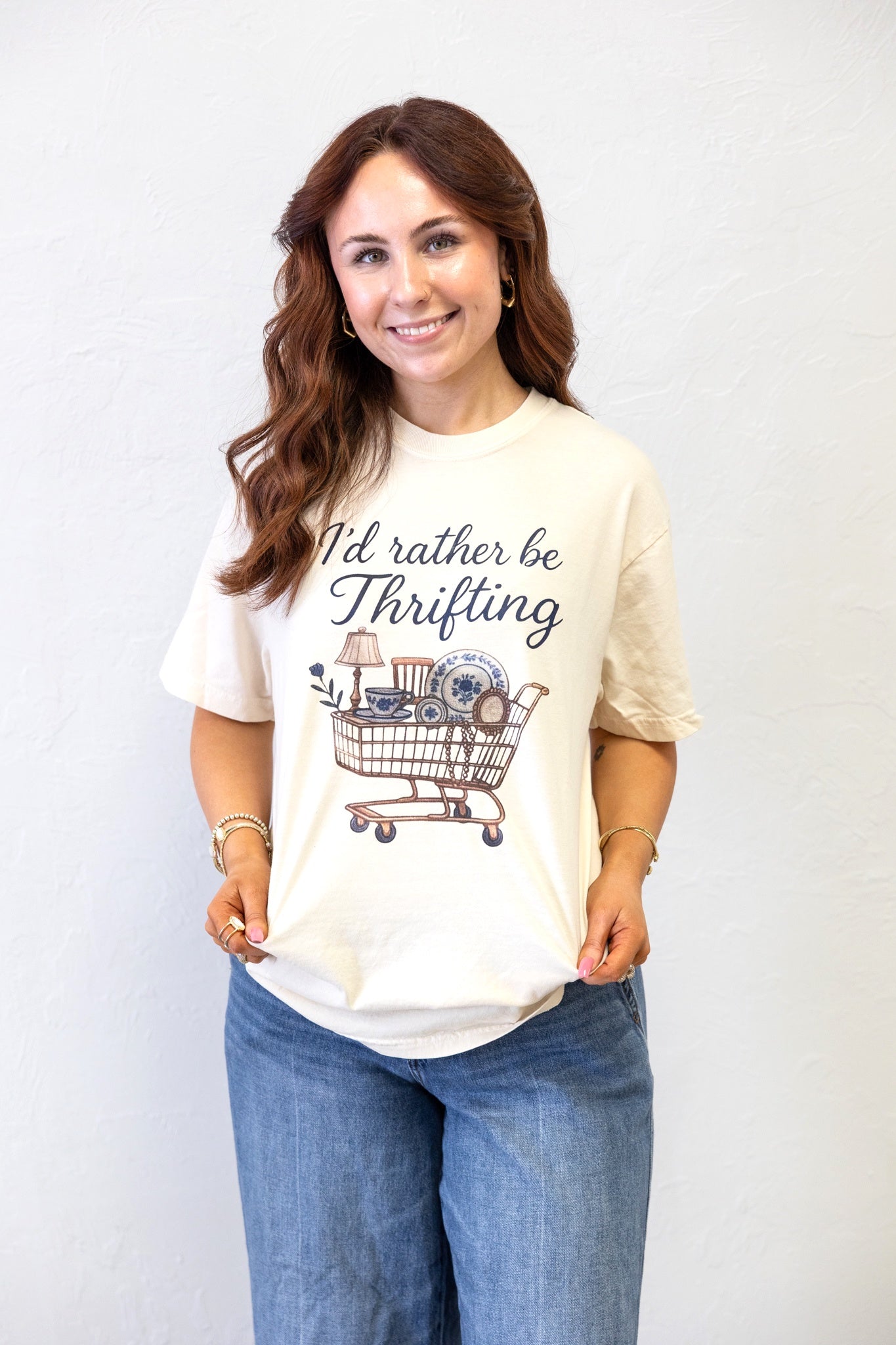 I'd Rather Be Thrifting Graphic Tee Ivory