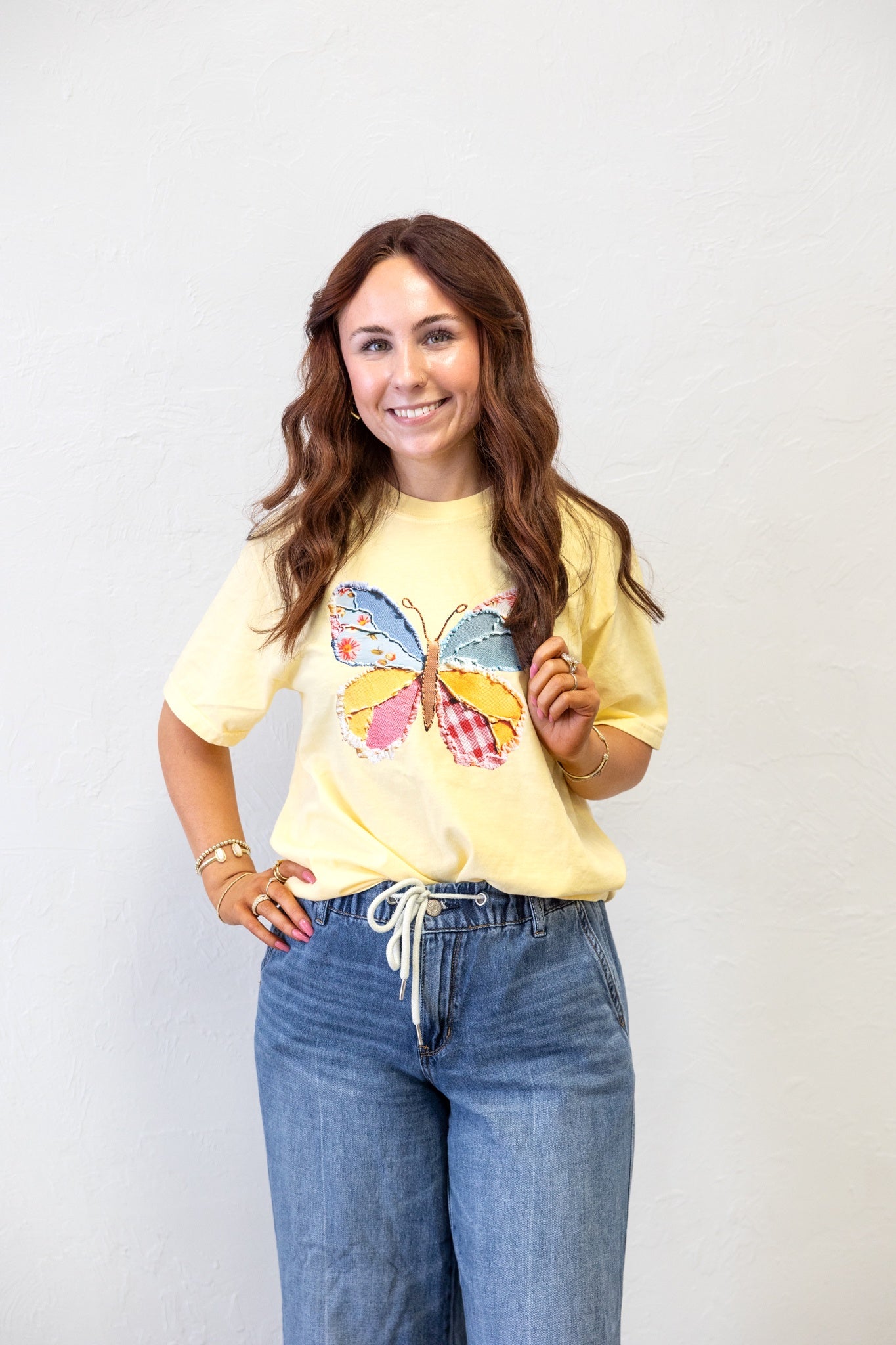 Patchwork Butterfly Graphic Tee Butter