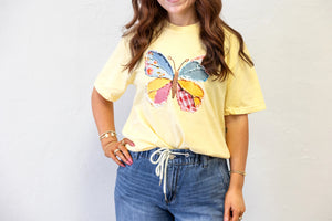 Patchwork Butterfly Graphic Tee Butter