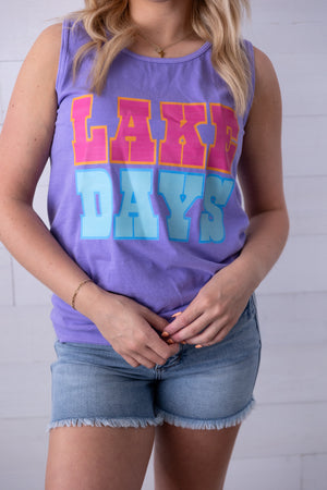Lake Days Sleeveless Graphic Tee Violet
