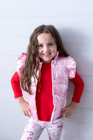 Mila & Rose Iridescent Puffer Vest-Pink