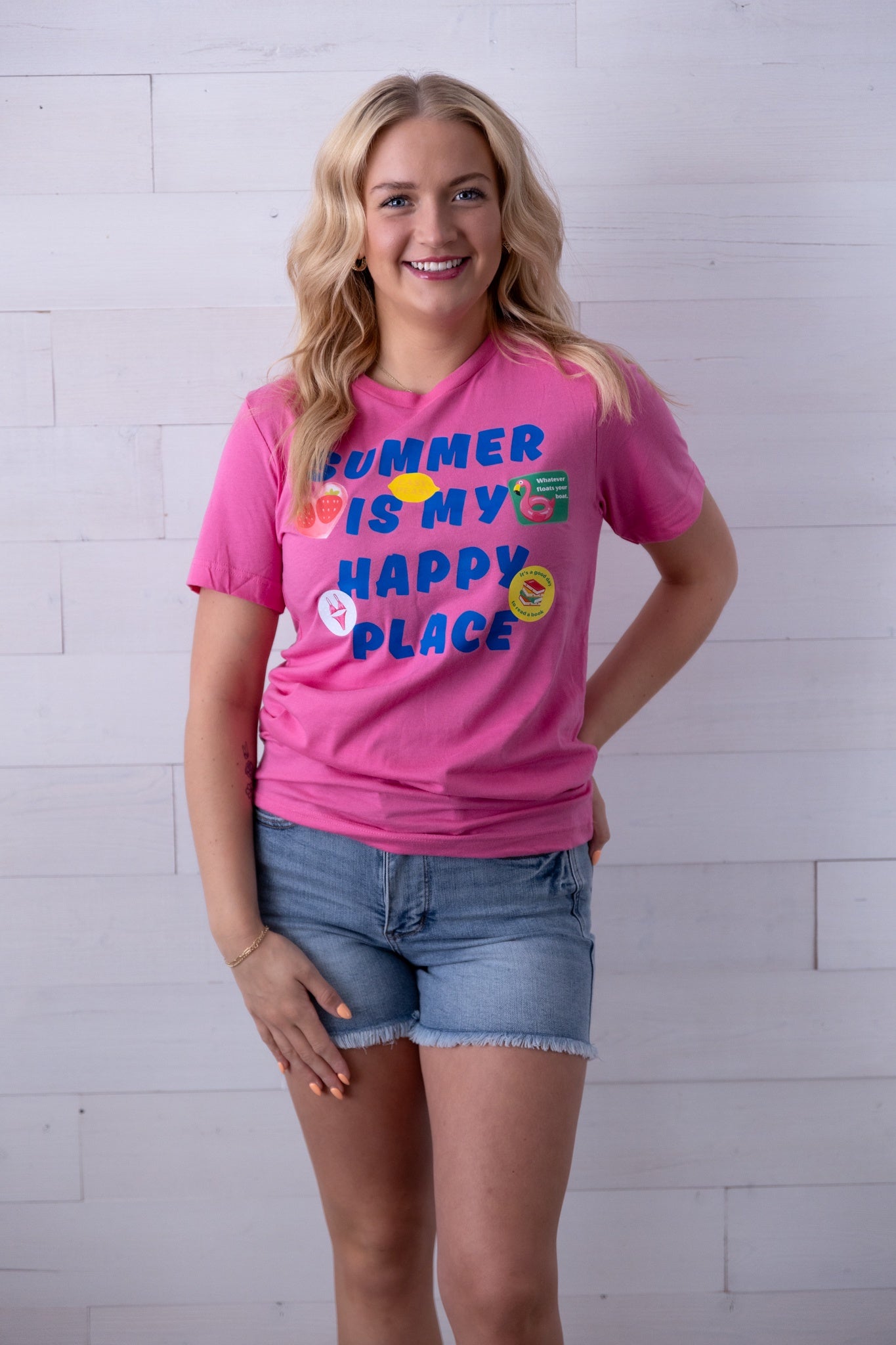 Summer is my Happy Place Graphic Tee Hot Pink