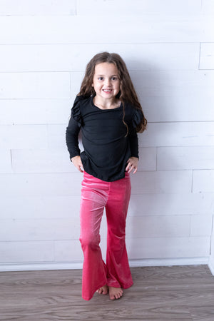 Watermelon Ribbed Velvet Bell Bottoms