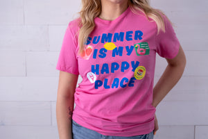 Summer is my Happy Place Graphic Tee Hot Pink