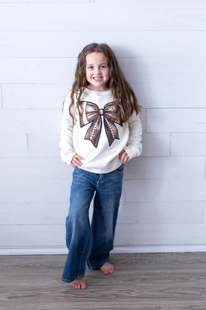 Bow Patch Football Sweatshirt Ivory