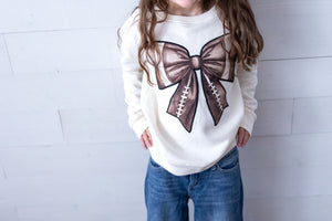 Bow Patch Football Sweatshirt Ivory