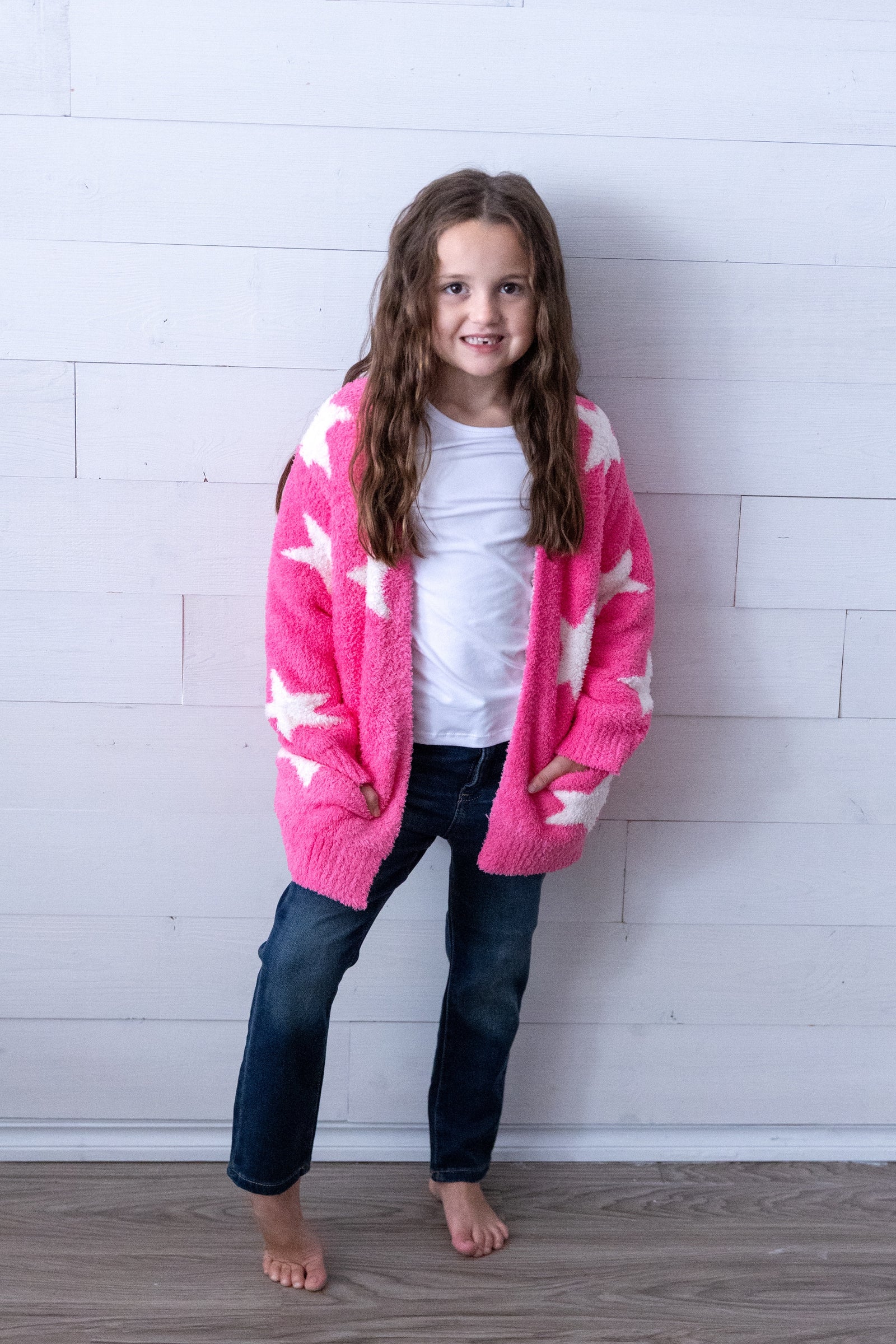 Bright Pink Coconut Star Cozy Cardigan