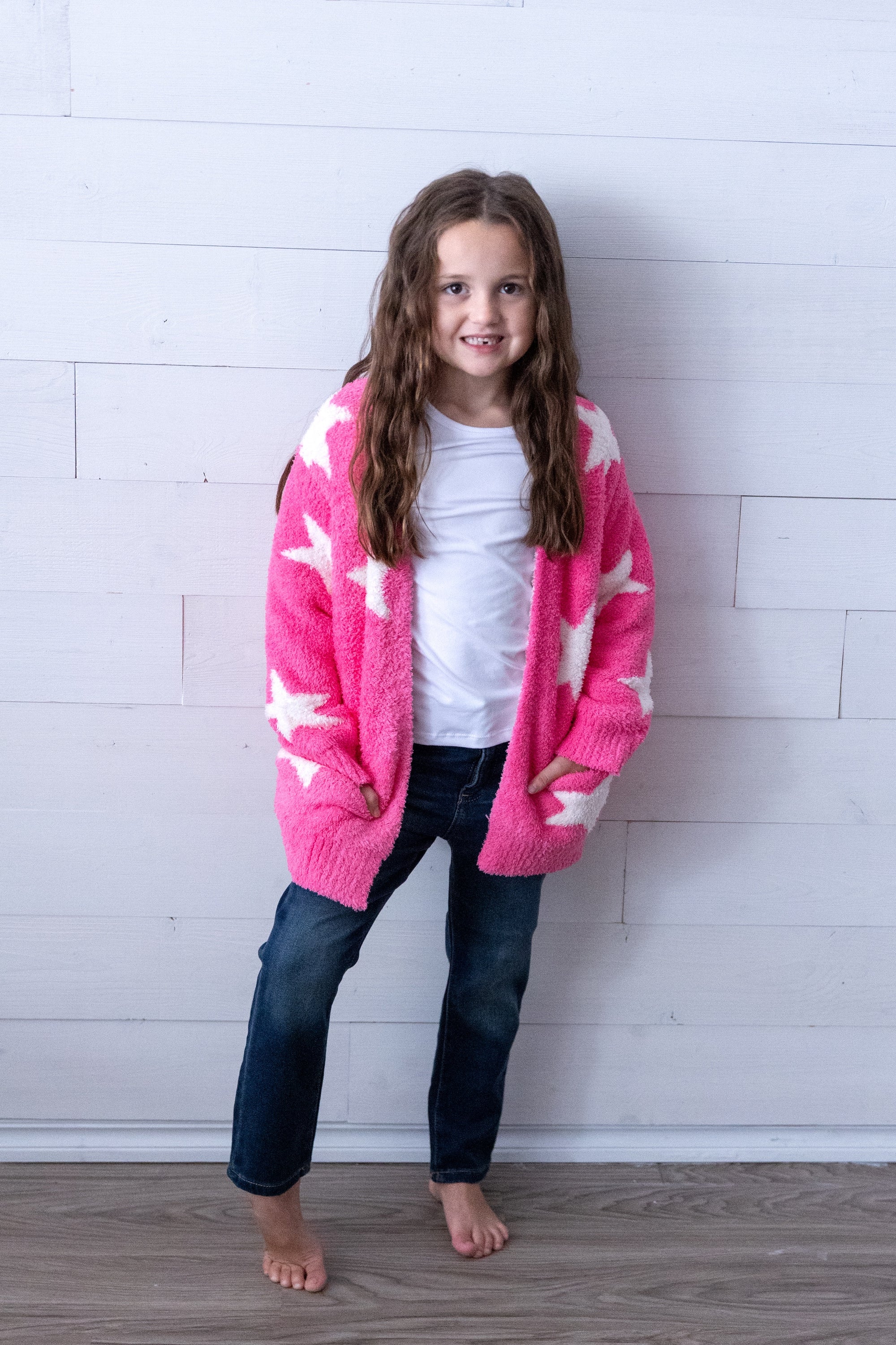 Bright Pink Coconut Star Cozy Cardigan