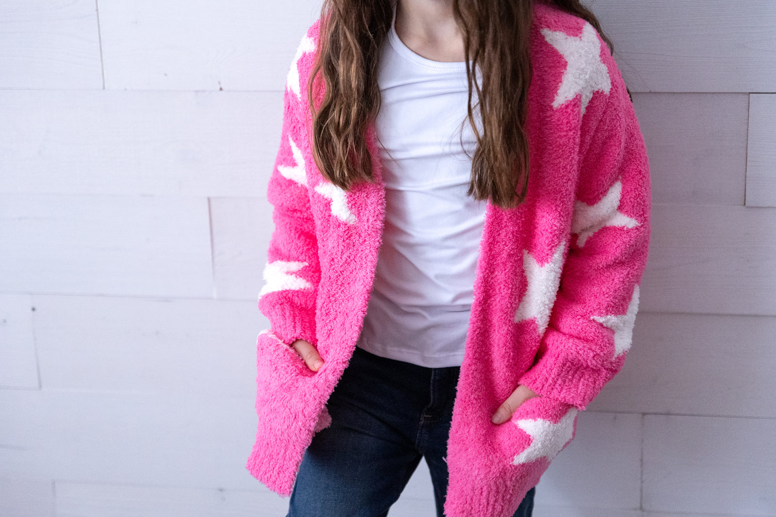 Bright Pink Coconut Star Cozy Cardigan