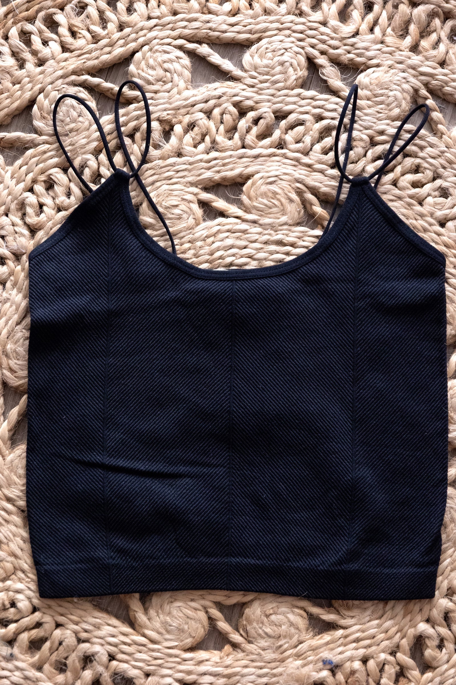 Soft Stretchy Double Strap Slim Fit Tank Top Black