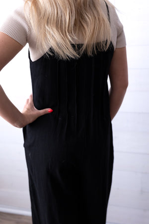 Black Wide Leg Jumpsuit with Skinny Straps