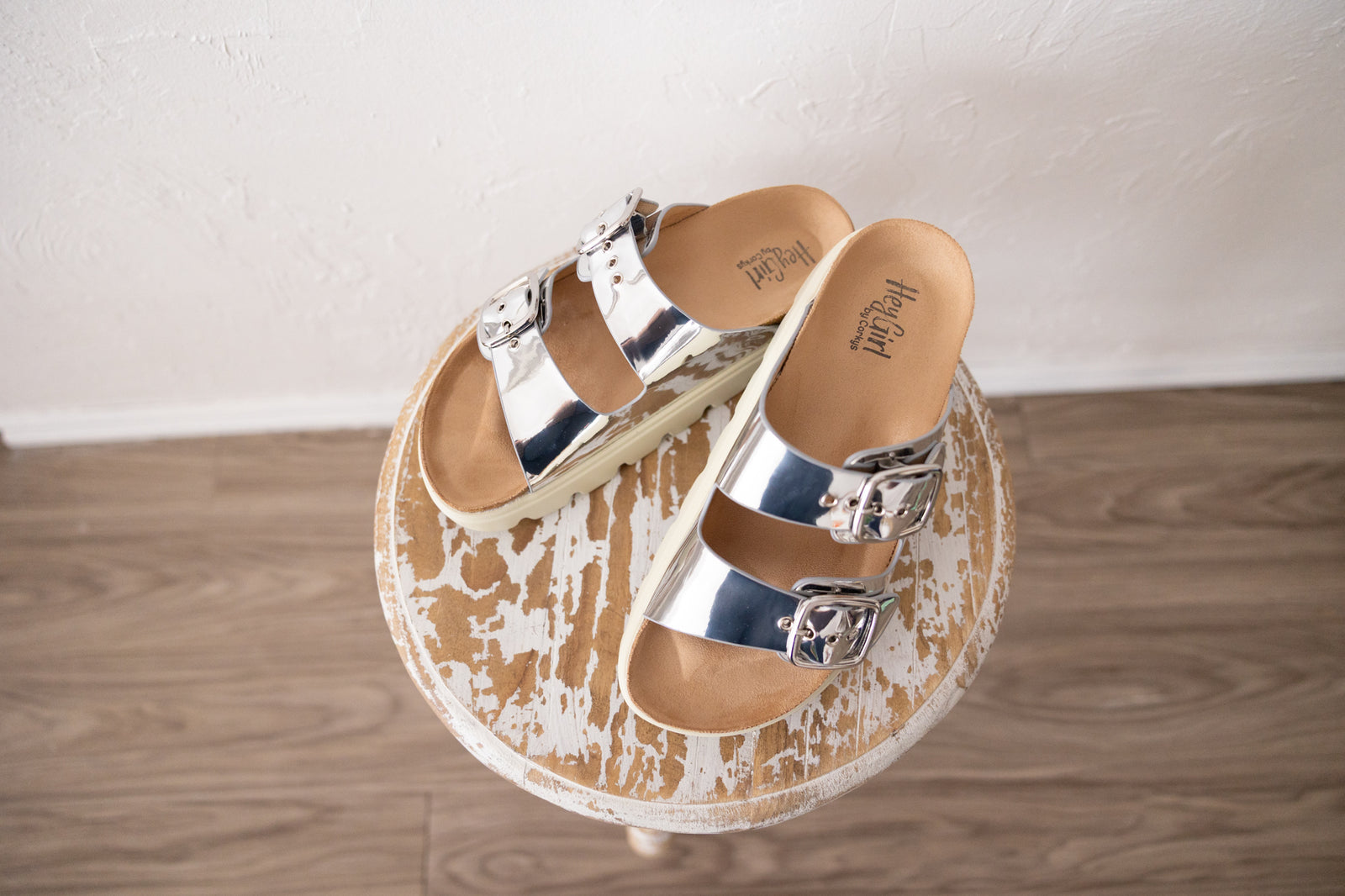 Rumor Has It Metallic Mirror Silver Sandals