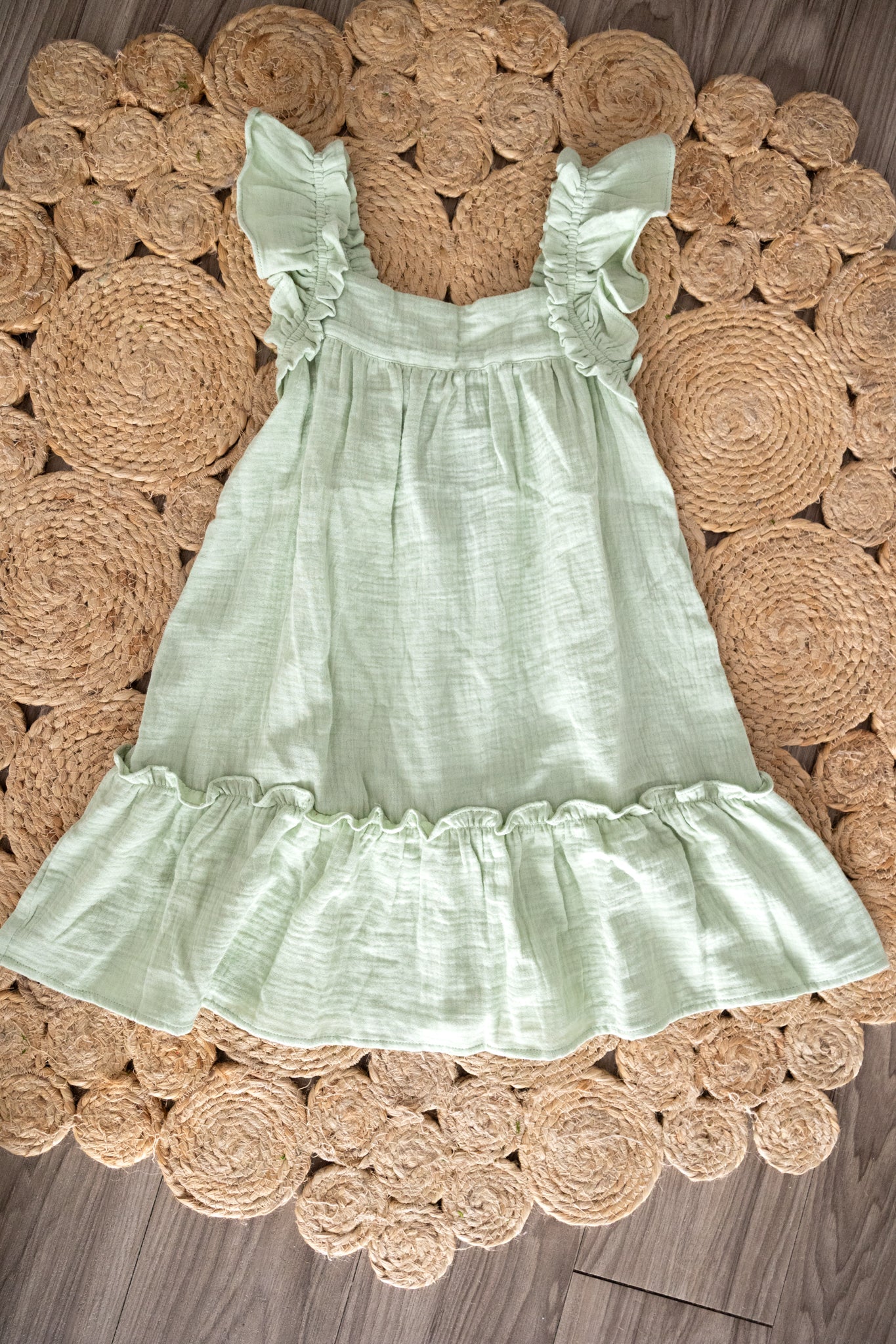 Drop Waist Peplum Dress Summer Green
