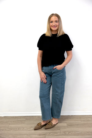 Barrel Leg Denim Pants Teal