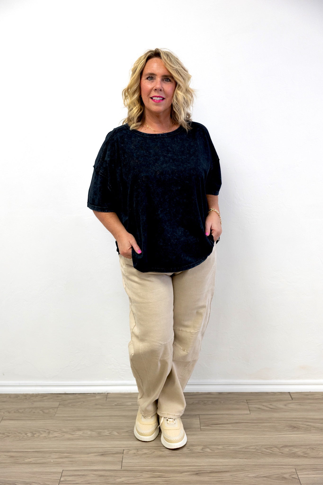 Barrel Leg Denim Pants Sand Beige