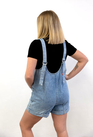 Light Denim Overalls With Pockets